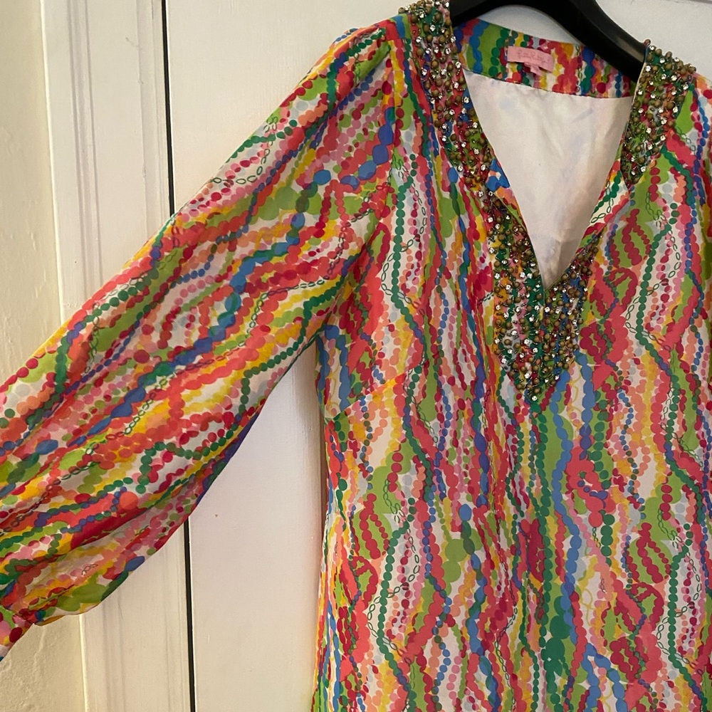 Rare Lilly Pulitzer Silk Embellished Dress